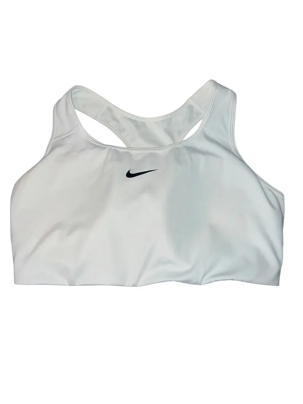 NIKE Swoosh Dri-Fit Racerback Built in Pads White & Black Sports Bra Size 2x